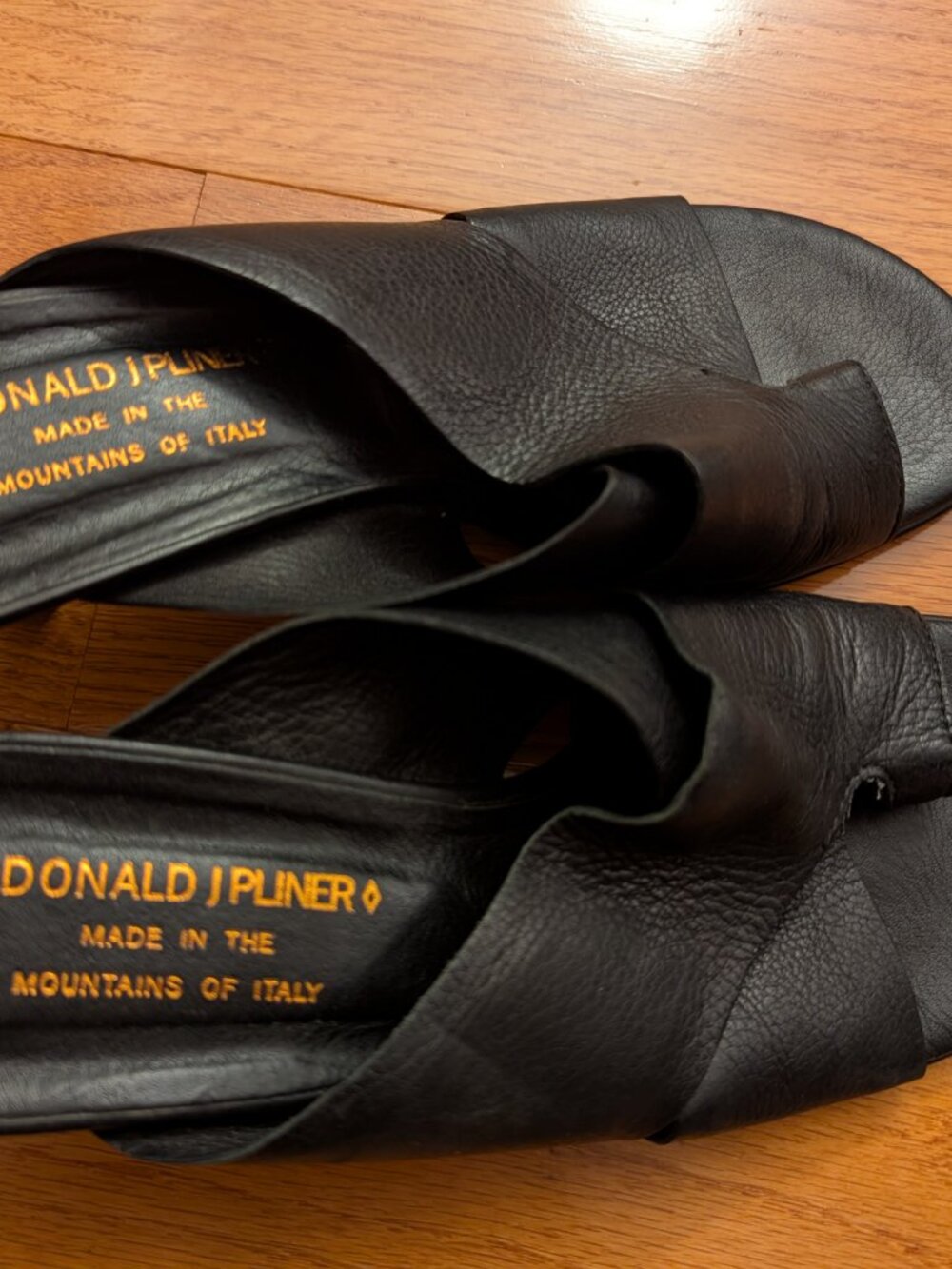 Donald J Pliner Black Napa Leather Sandal Heels Size 7.5 MADE IN ITALY - Picture 4 of 11